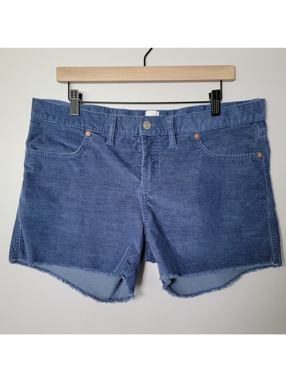 Gap Corduroy Blue Shorts Womens 12 Stretchy 4" Inseam Raw Hem Coastal Preppy